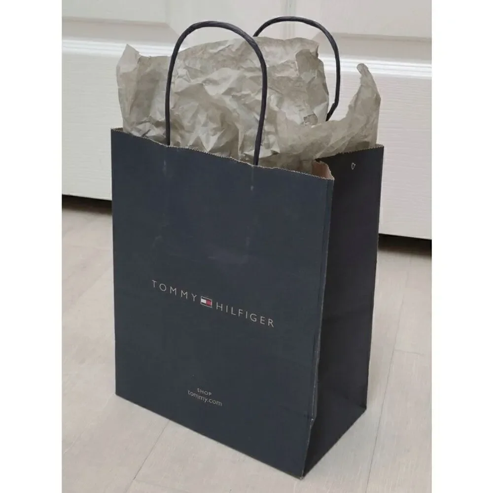 TOMMY HILFIGER Empty Paper Shopping Gift Bag w/Tissues Size 8 x 10 x 4,5